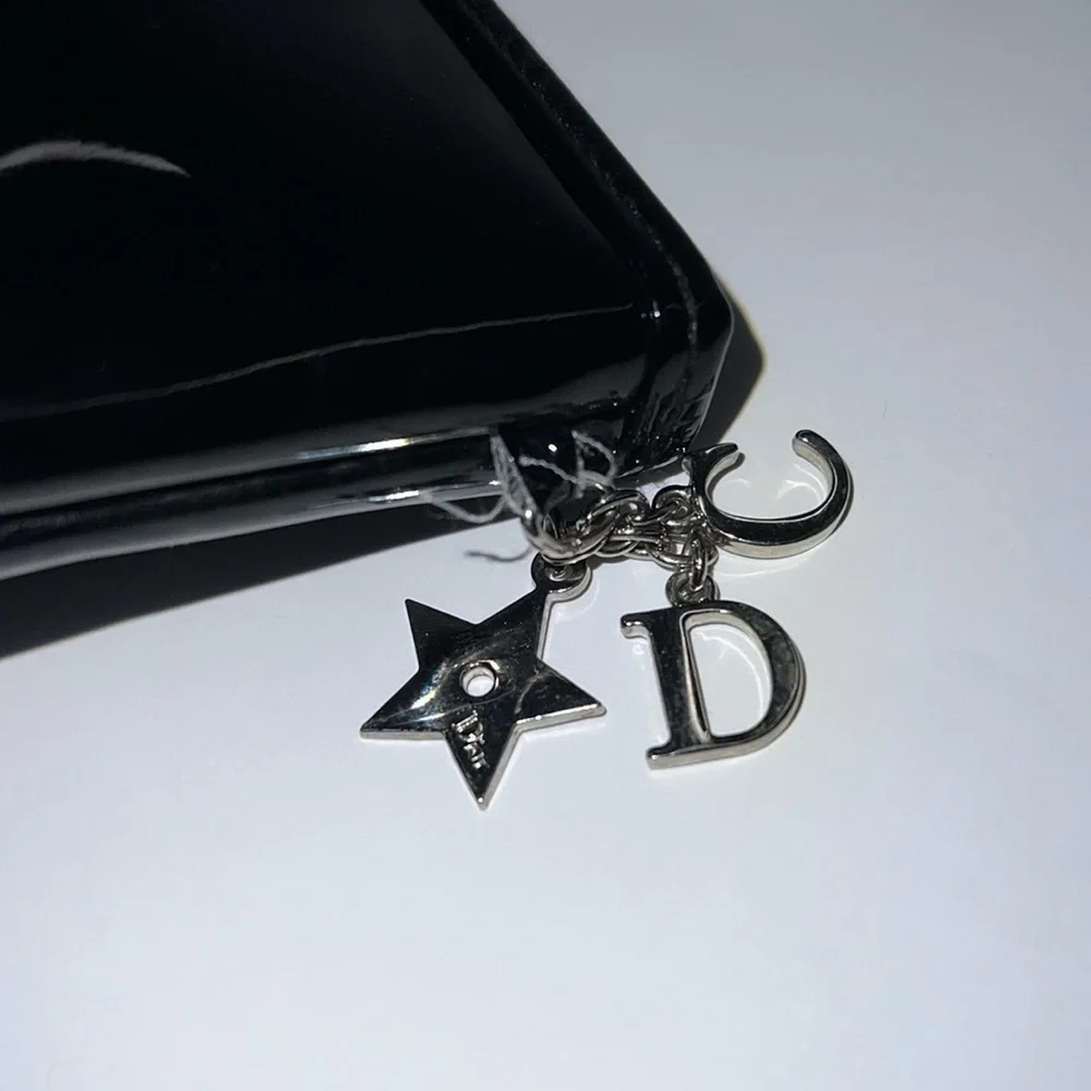 Dior Christian Dior Black Patent Zip Cosmetic Clutch Pouch